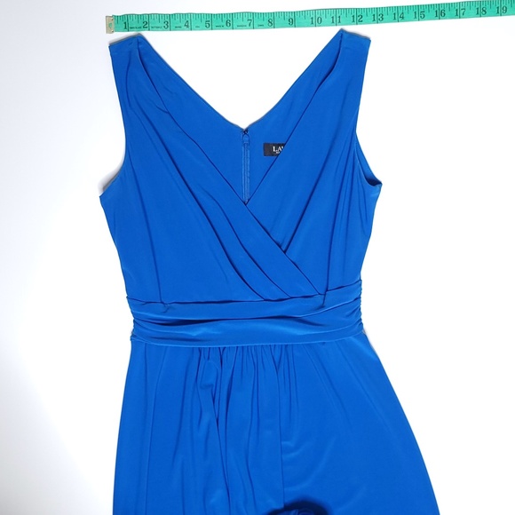 LAUREN RALPH LAUREN Sleeveless V-neck Jersey Formal Maxi Dress Royal Blue size 0 - Picture 9 of 15